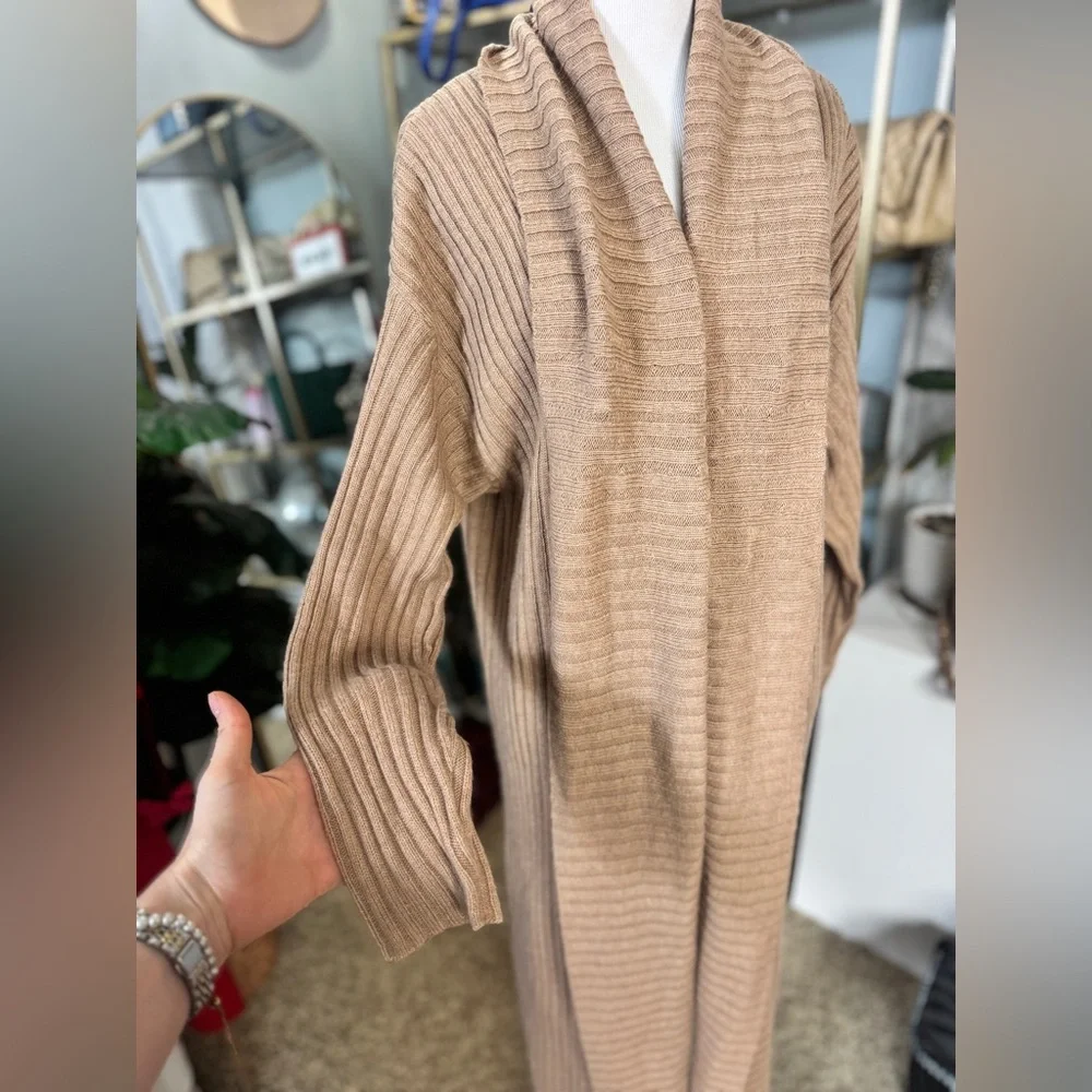 Amazon Essentials Tan Ribbed Cardigan Sweater - Picture 2 of 4